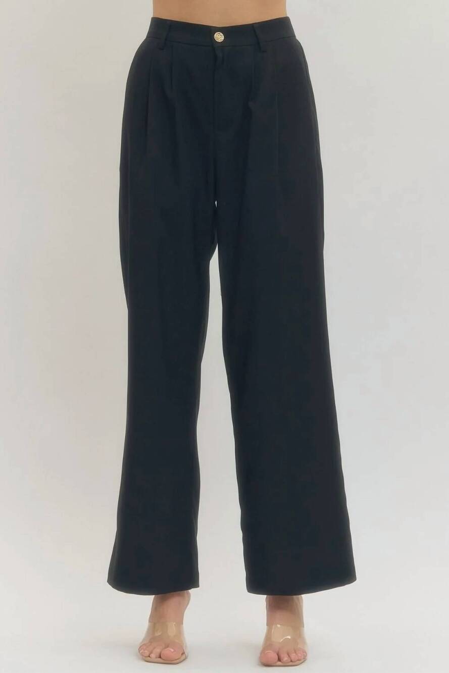 NEW ENTRO spencer sleek straight-leg trousers in black